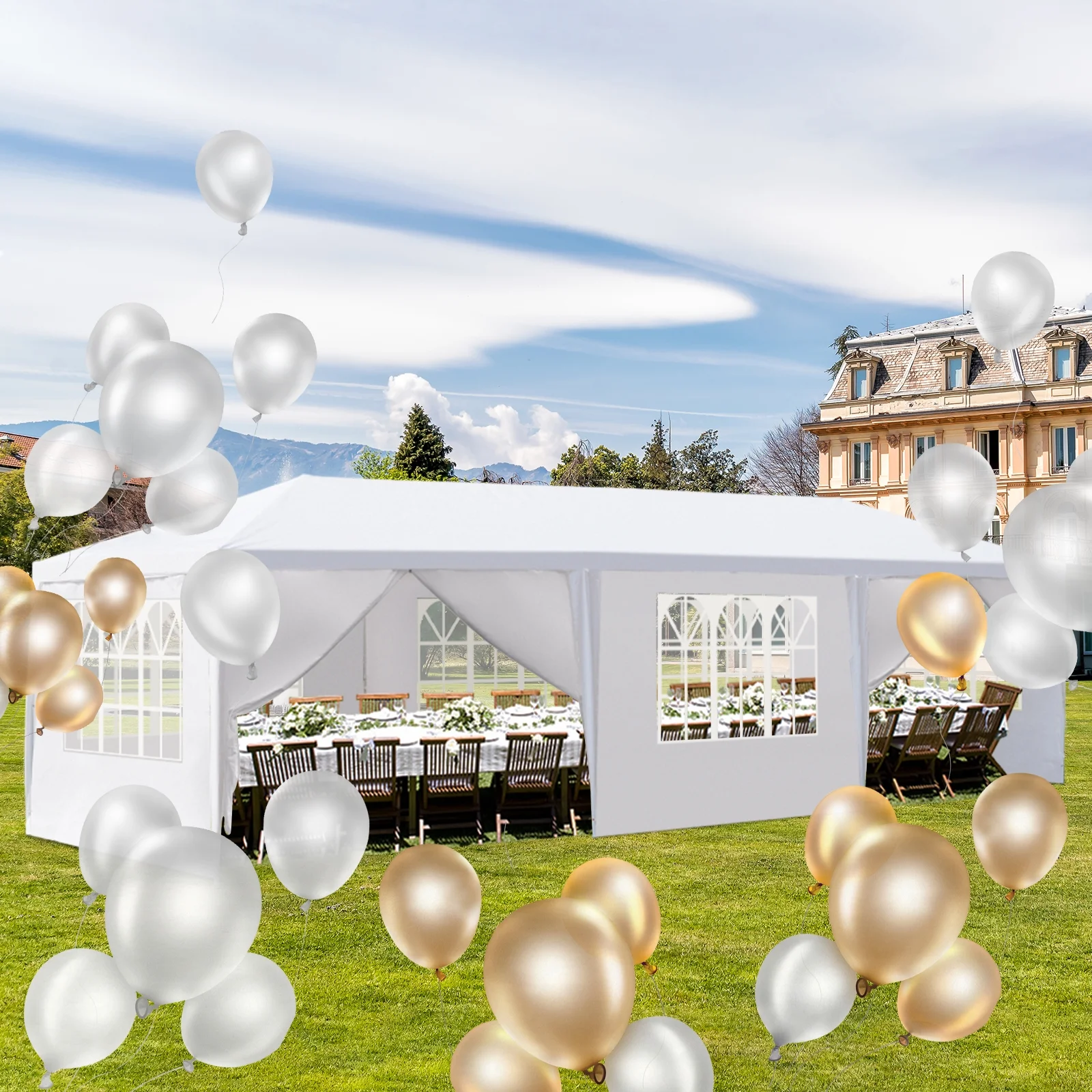 Zimtown 10x30ft Party Patio Tent Canopy Gazebo Pavilion Event Canopies(8 sides)