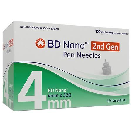BD Diabetic Pen Needles 4mm x 32G Box of 100 Sealed Universal