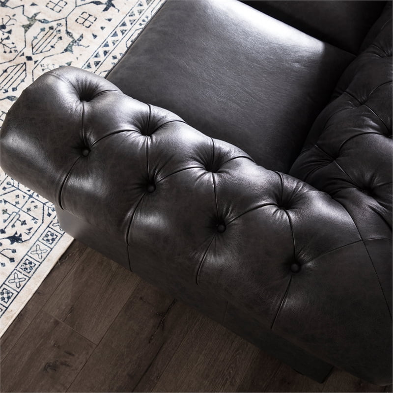 Brookfield Leather Chesterfield Sofa In Grey