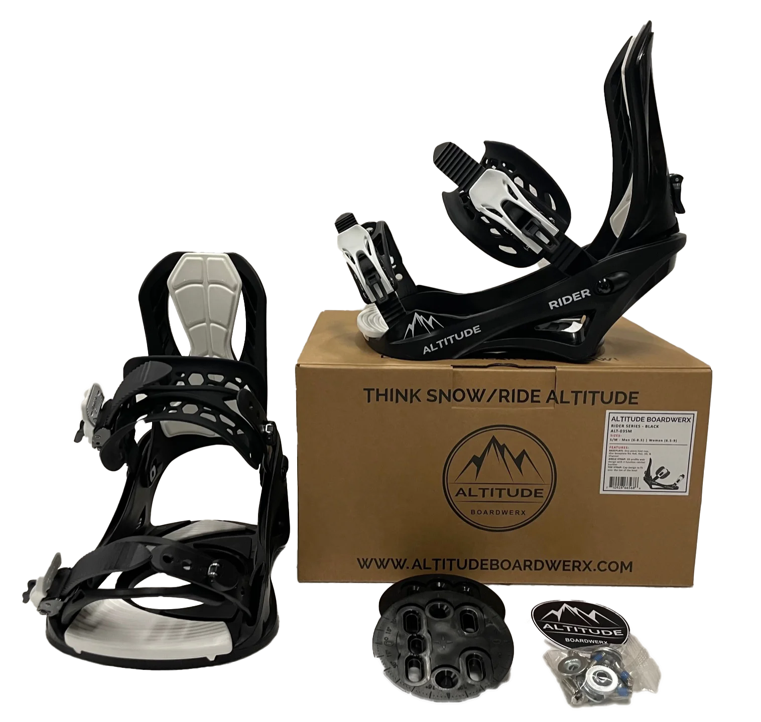 2022-23 ALTITUDE "RIDER" 4X4 BURTON SNOWBOARD BINDINGS (BLACK) L/XL MEN 9-13 | WOMEN 9.5+
