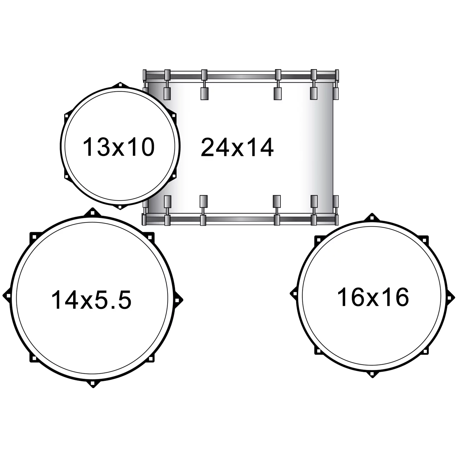 Sawtooth Command Series 4-Piece Drum Shell Pack with 24" Bass Drum, White Oyster