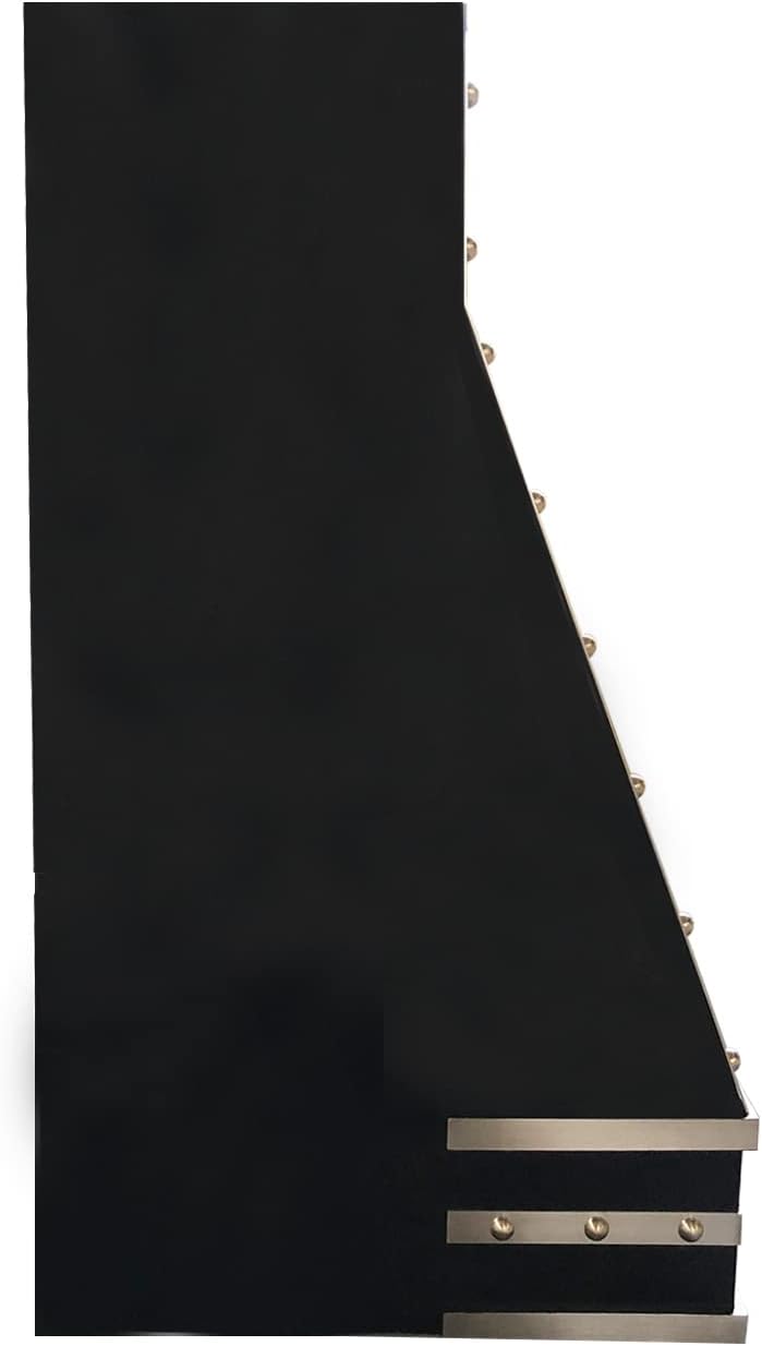 Black Stainless Steel Range Hood Island Mount 30'' W,36'' H, CT Copper Tailor Custom Handmade Metal Kitchen Vent Hood, With 4-Speed Exhaust Fan & LED Light,SH11-4TRM