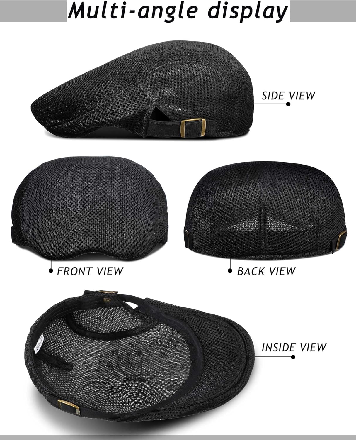 Chuarry 8 Pack Men's Mesh Flat Cap Breathable Summer Newsboy Hat Cabbie Driving Hats Ivy Caps for Men