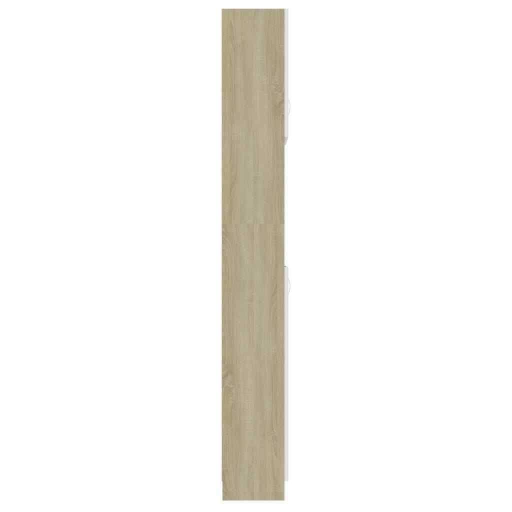 vidaXL Bathroom Cabinet White and Sonoma Oak 12.6x22x10x22x74.8x22 cm Chipboard