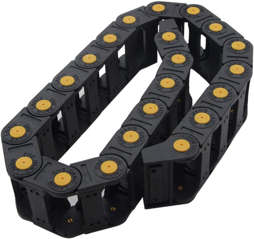 Fielect Drag Chain Cable Carrier Open Type with End Connectors R100 35X100mm 1 Meter Plastic for Electrical CNC Router Machines Black 1Pcs