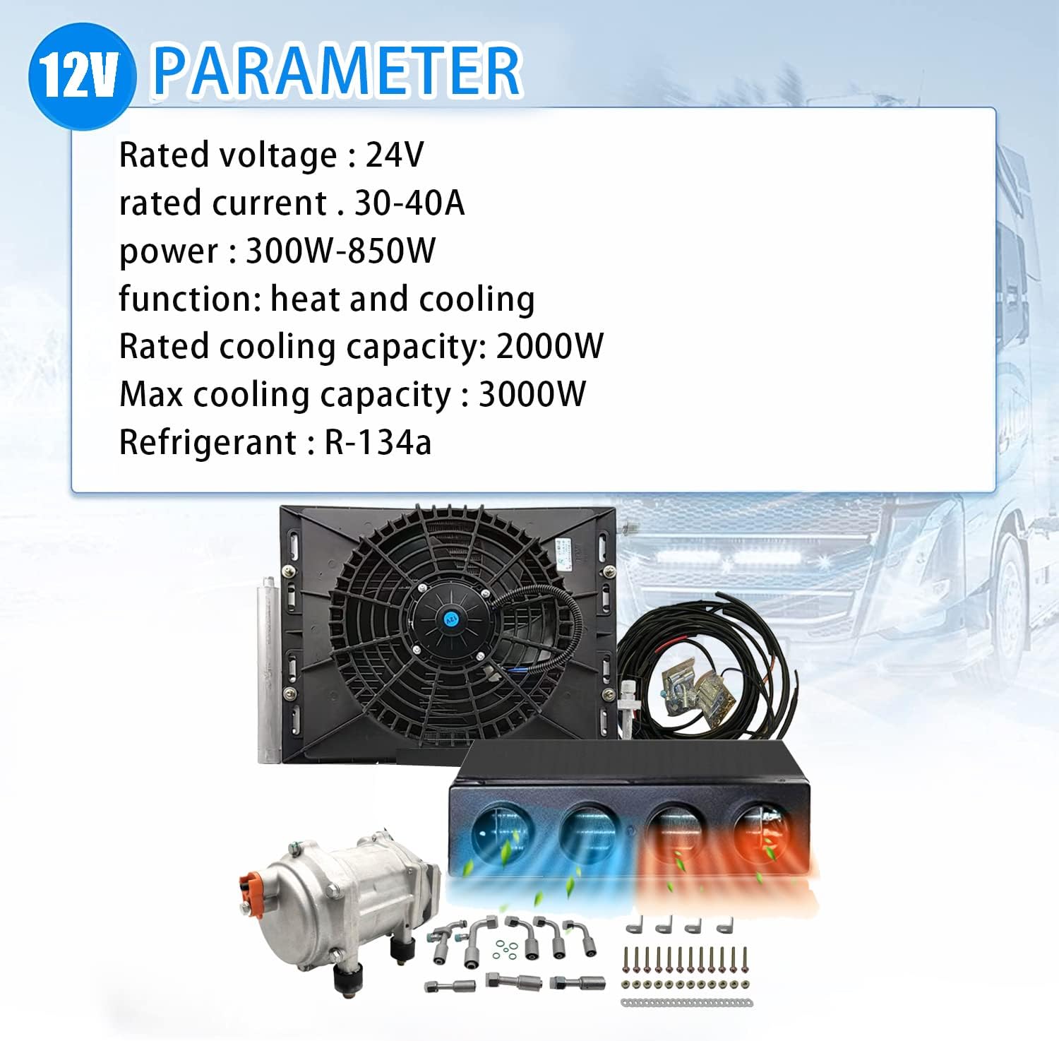 12V /24V Heating and Cooling dc Air Conditioner Car Automotive Under Dash (12, Volts (DC))