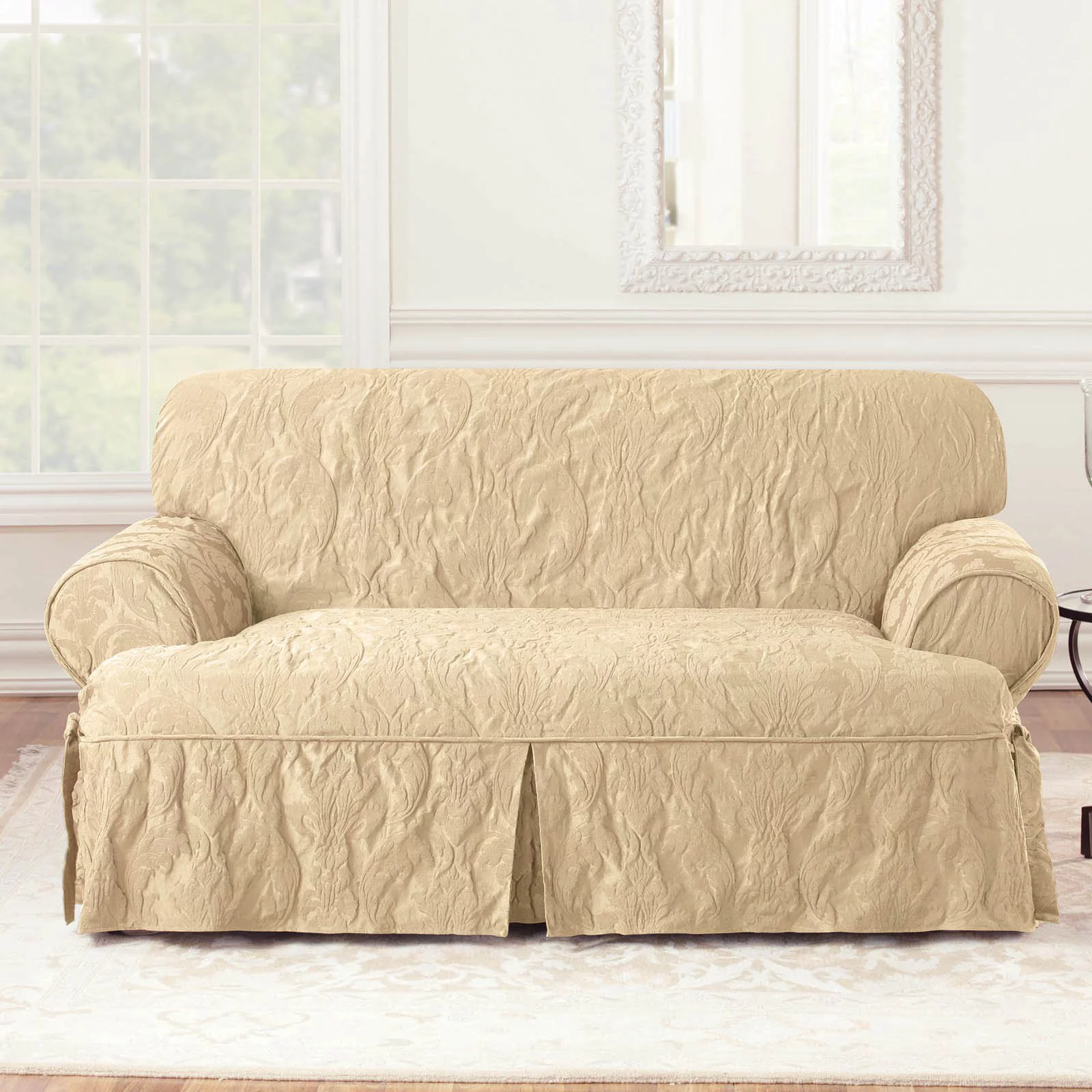 Sure Fit Matelasse Damask T-Cushion Loveseat Slipcover - Curated Treasures Market