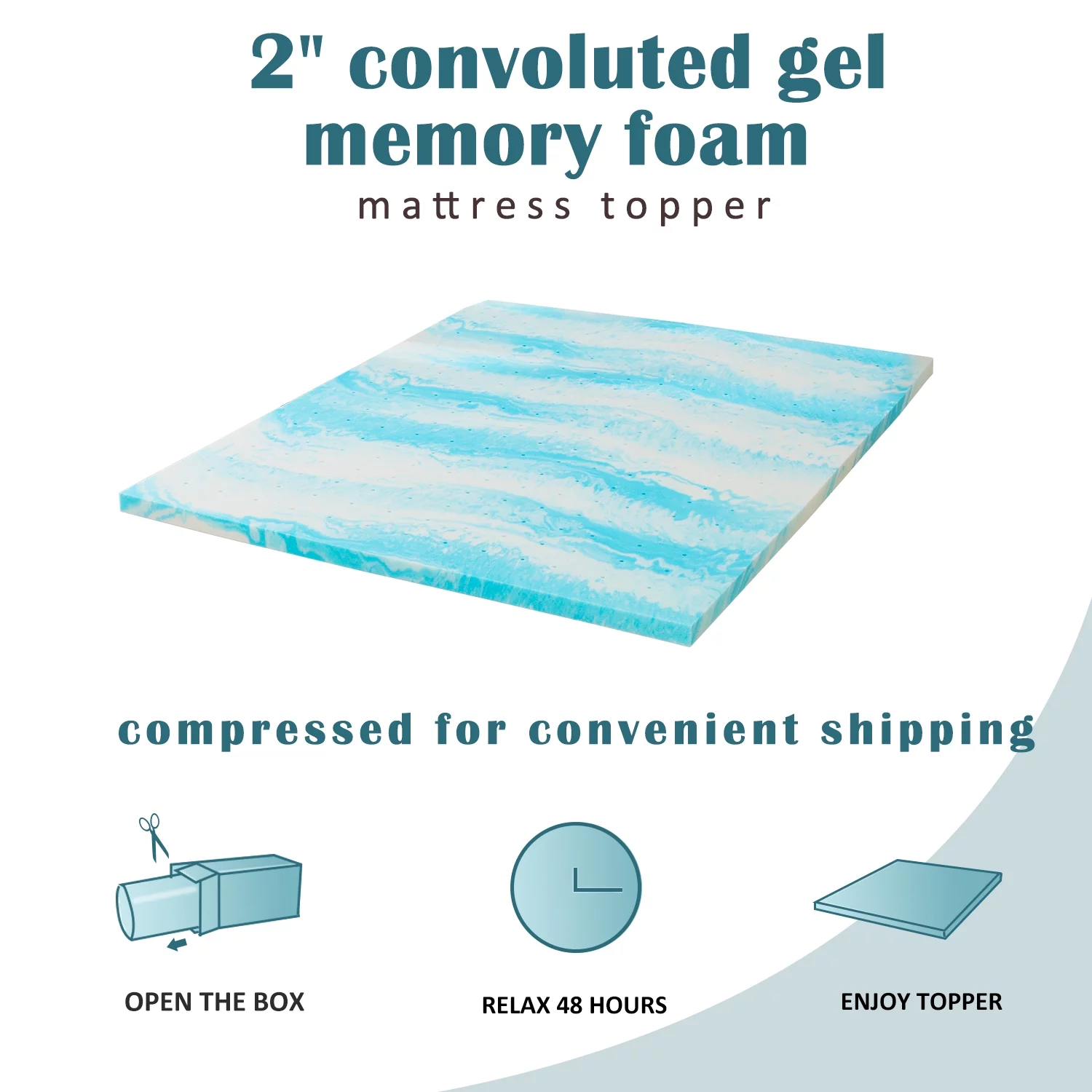4''KING Memory Foam Mattress Topper, Cooling Gel Mattress Topper CertiPUR-US Certified