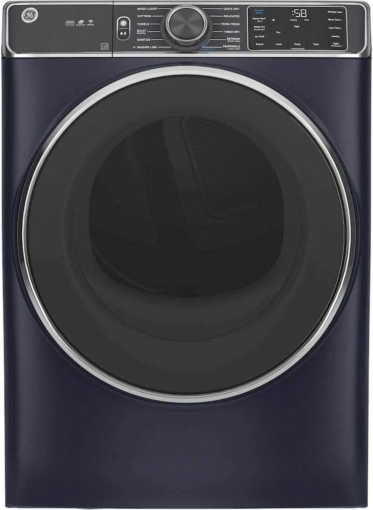 GE GFD85GSPNRS 28" Front Load Gas Dryer with 7.8 cu. ft. Capacity Stainless Steel Drum Built-in WiFi Sanitize Cycle and Damp Alert in Royal Sapphire