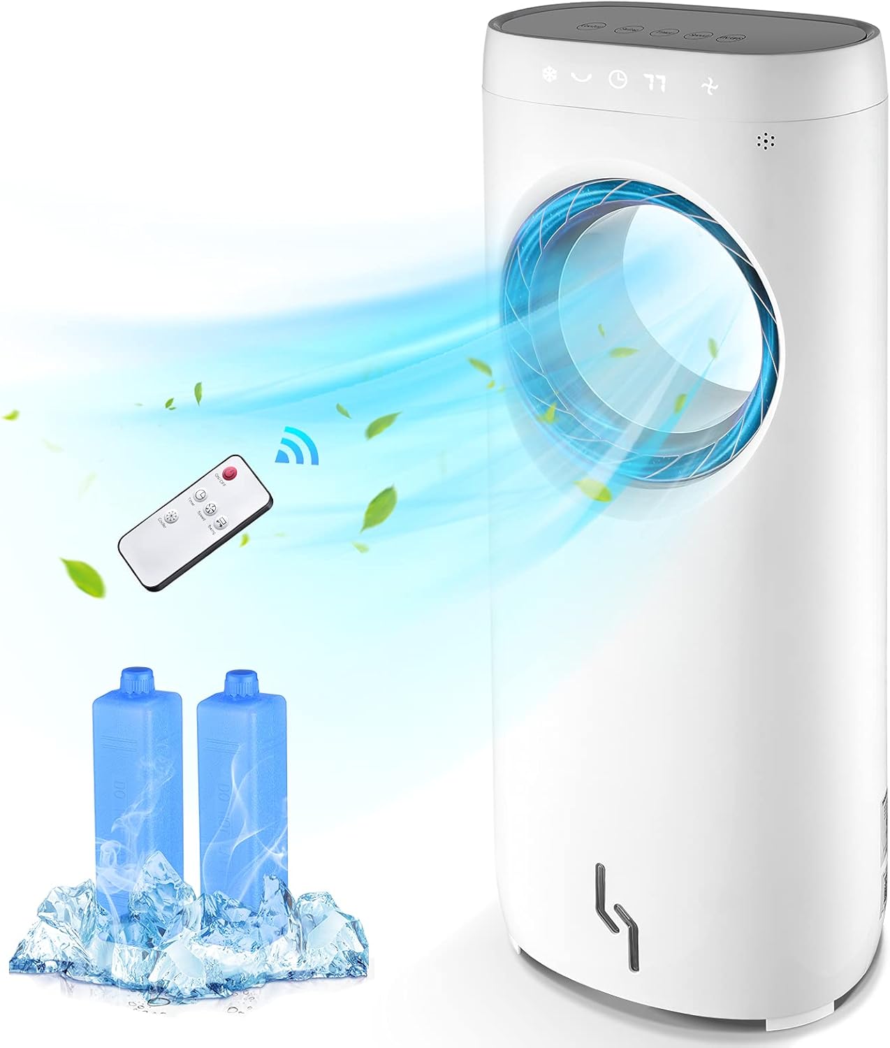Trustech Evaporative Air Cooler, Air Cooler with Bladeless Fan Design, Cool and Humidify Function with 3 Wind Speeds, 12H Timer, Suitable for Large Room Office, Remote Control