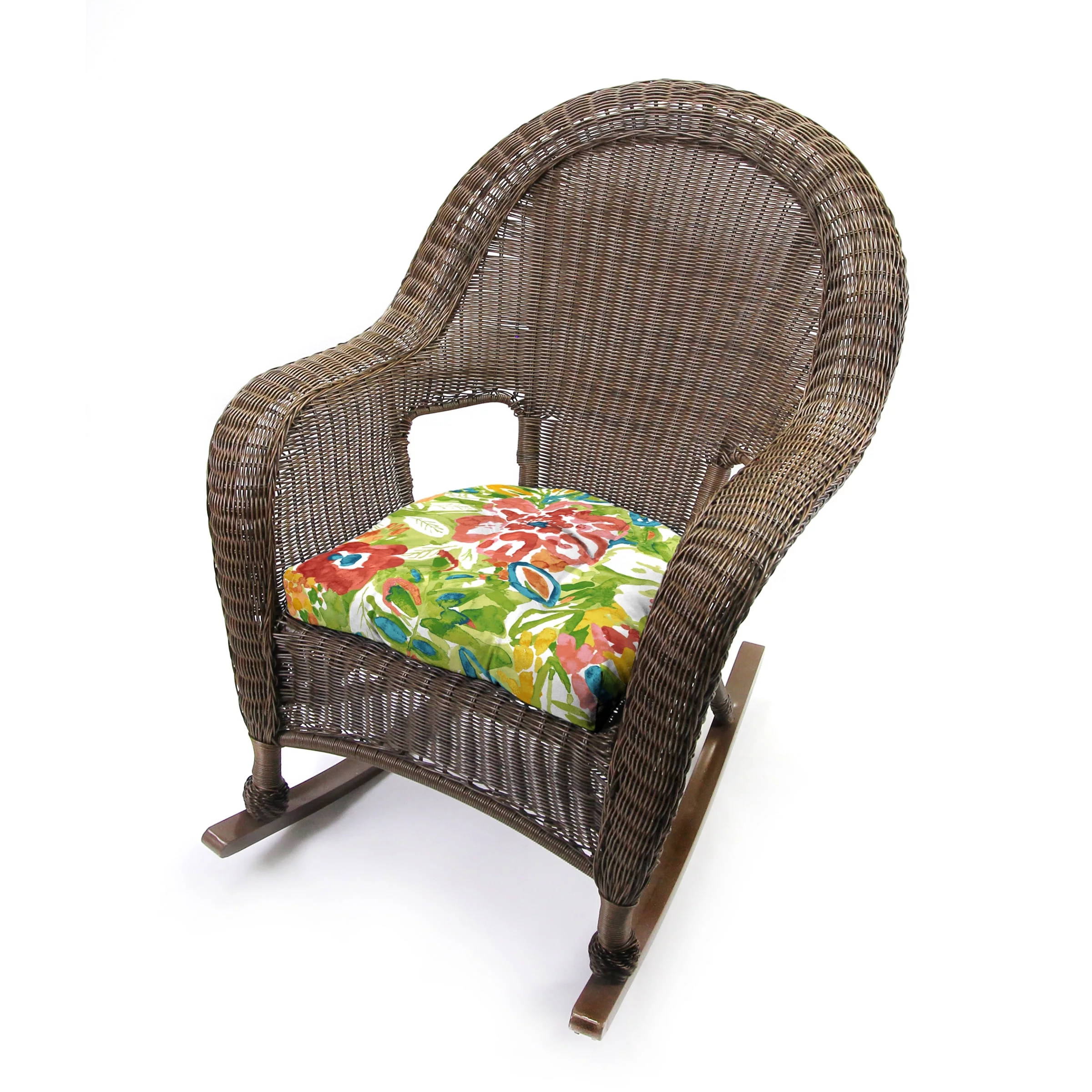 Jordan Manufacturing 3-Piece Sun River Garden Multicolor Floral Outdoor Cushion Set with 2 Wicker Chair Cushions and 1 Wicker Bench Cushion