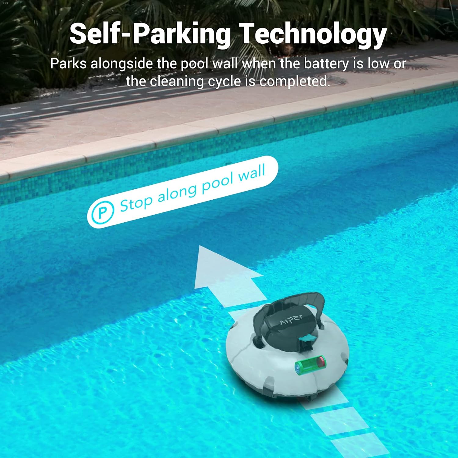 (2022 Upgrade) AIPER Cordless Robotic Pool Cleaner, Pool Vacuum with Dual-Drive Motors, Self-Parking, Lightweight, Perfect for Above/In-Ground Flat Pools up to 35 Feet (Lasts 50 Mins) - Seagull 600