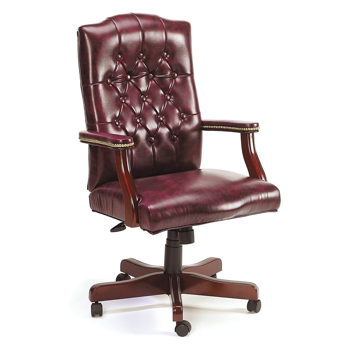 Boss Widmore Traditional Tufted Vinyl Executive Chair, Mahogany