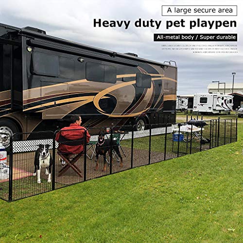 BestPet Dog Playpen Indoor 40 inch 16 Panels Metal Dog Pen Pet Dog Fence Outdoor Exercise Pen with Doors,Pet Puppy Playpen for RV Camping Yard, Black