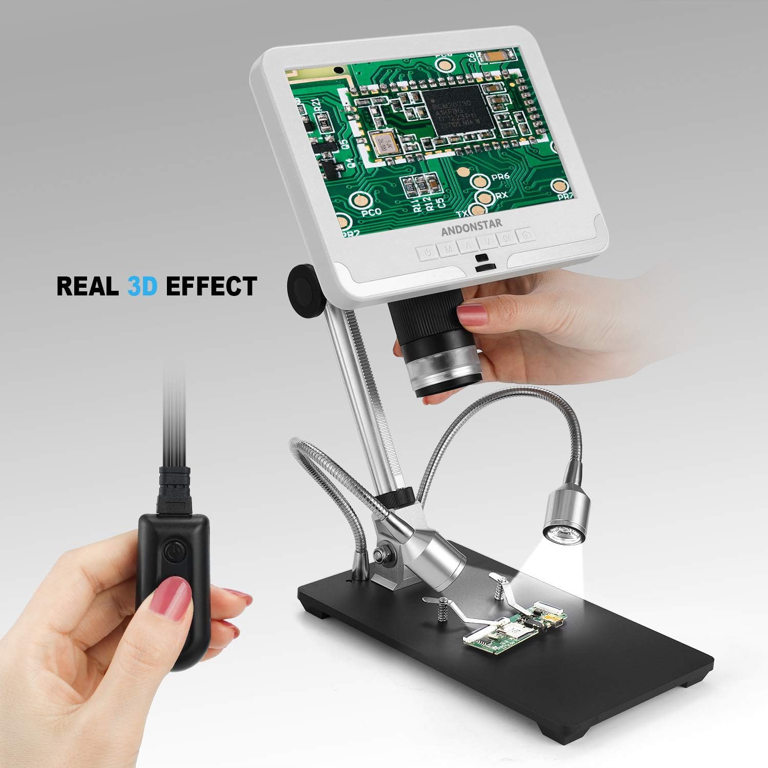Andonstar Black corlor 7 inch LCD 1080P Circuit Board Digital Microscope AD206 with 200X Magnification Zoom for Phone Repair Soldering