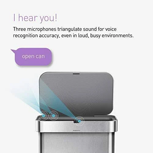 simplehuman 58-Liter Rectangular Voice/Motion Sensor Trash Can in Rose Gold Stainless Steel