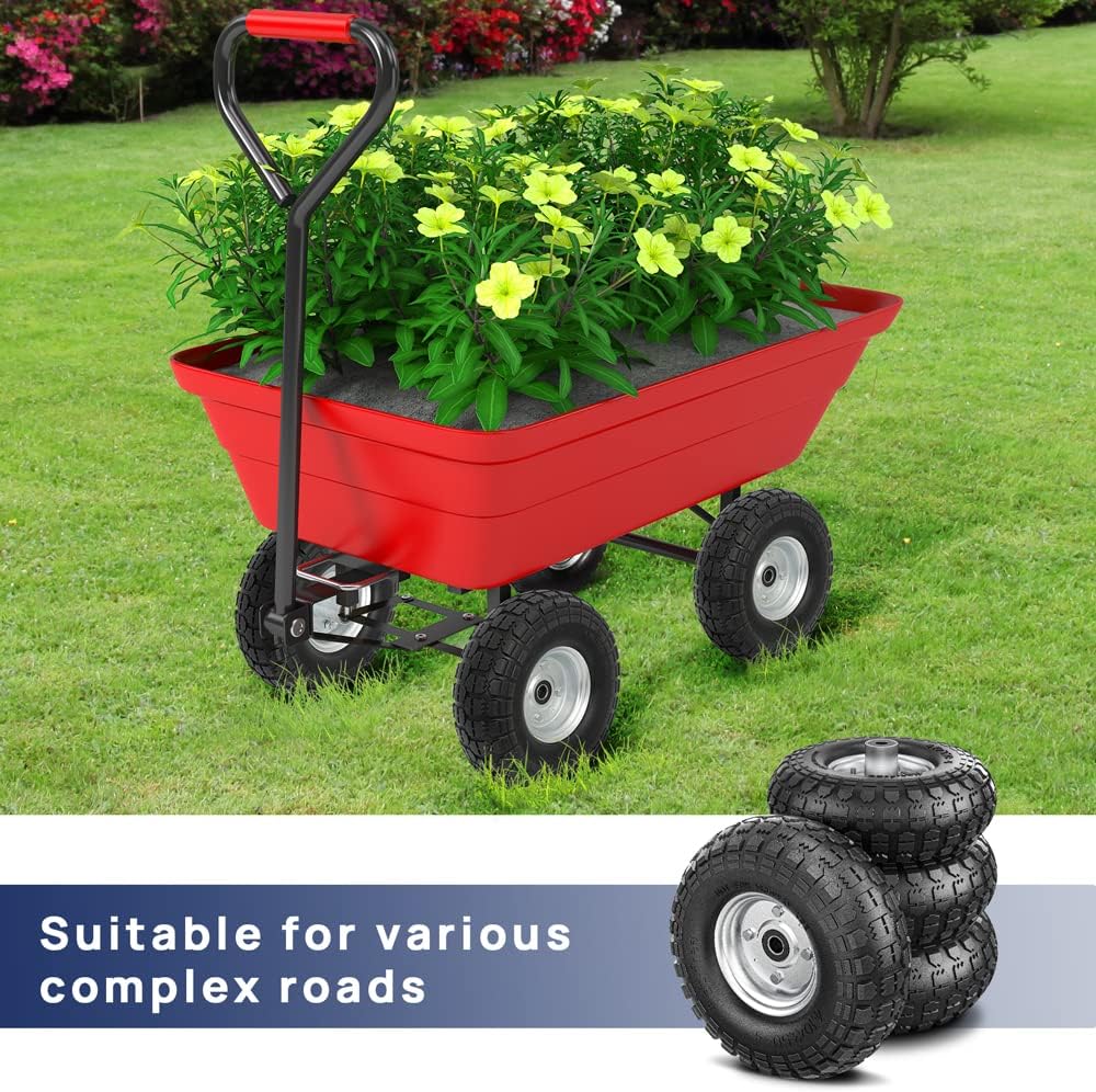 Winisok 4.10/3.50-4 Tire Wheels Flat Free, 10" Heavy Duty Solid Replacement Tire with 5/8&rsquo;&rsquo; Bearings for Wagon/Gorilla Carts/Wheelbarrow/Hand Truck/Generators (4 Pack)
