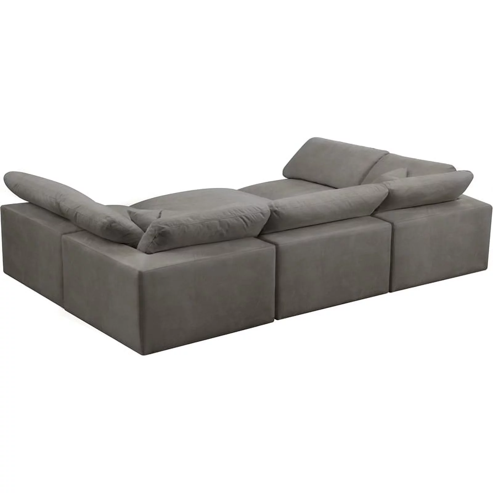 Maklaine Contemporary Gray Velvet Down Filled Modular Sectional Sofa