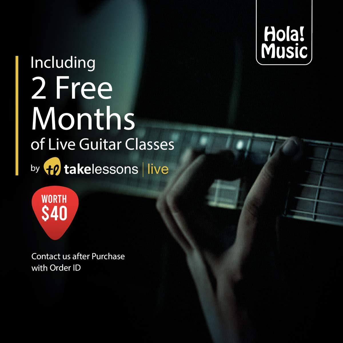 Cutaway Classical Guitar with Savarez Nylon Strings by Hola! Music, Full Size 39 inch Model HG-39C, Natural Gloss Finish - Free