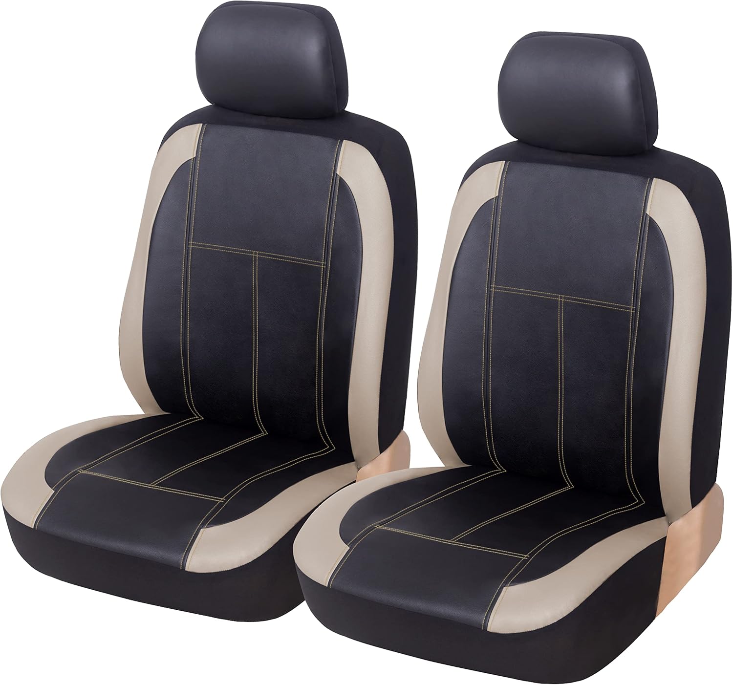 AUTOYOUTH Leather seat Covers Bucket Seat Covers, Premium Waterproof Car Front Seat Covers, Airbag Compatible,Universal for Auto SUVs Trucks Vans,Grey