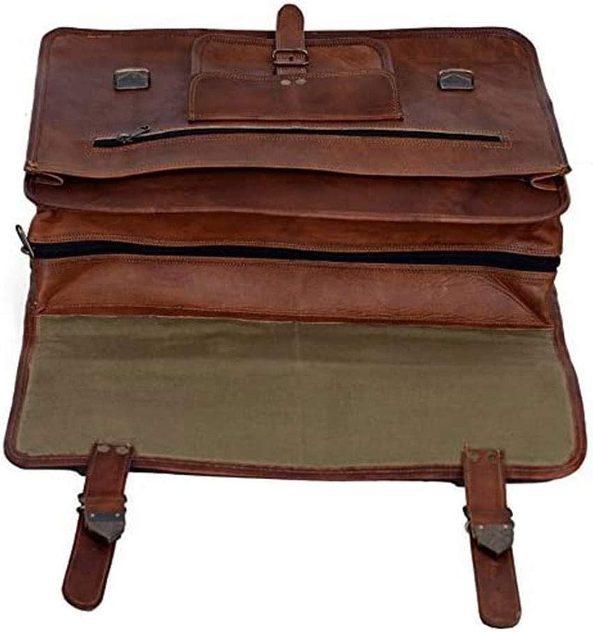 KPL 18 INCH Leather Briefcase Laptop Messenger Bag Satchel Office computer bag for men and women (18 INCH)