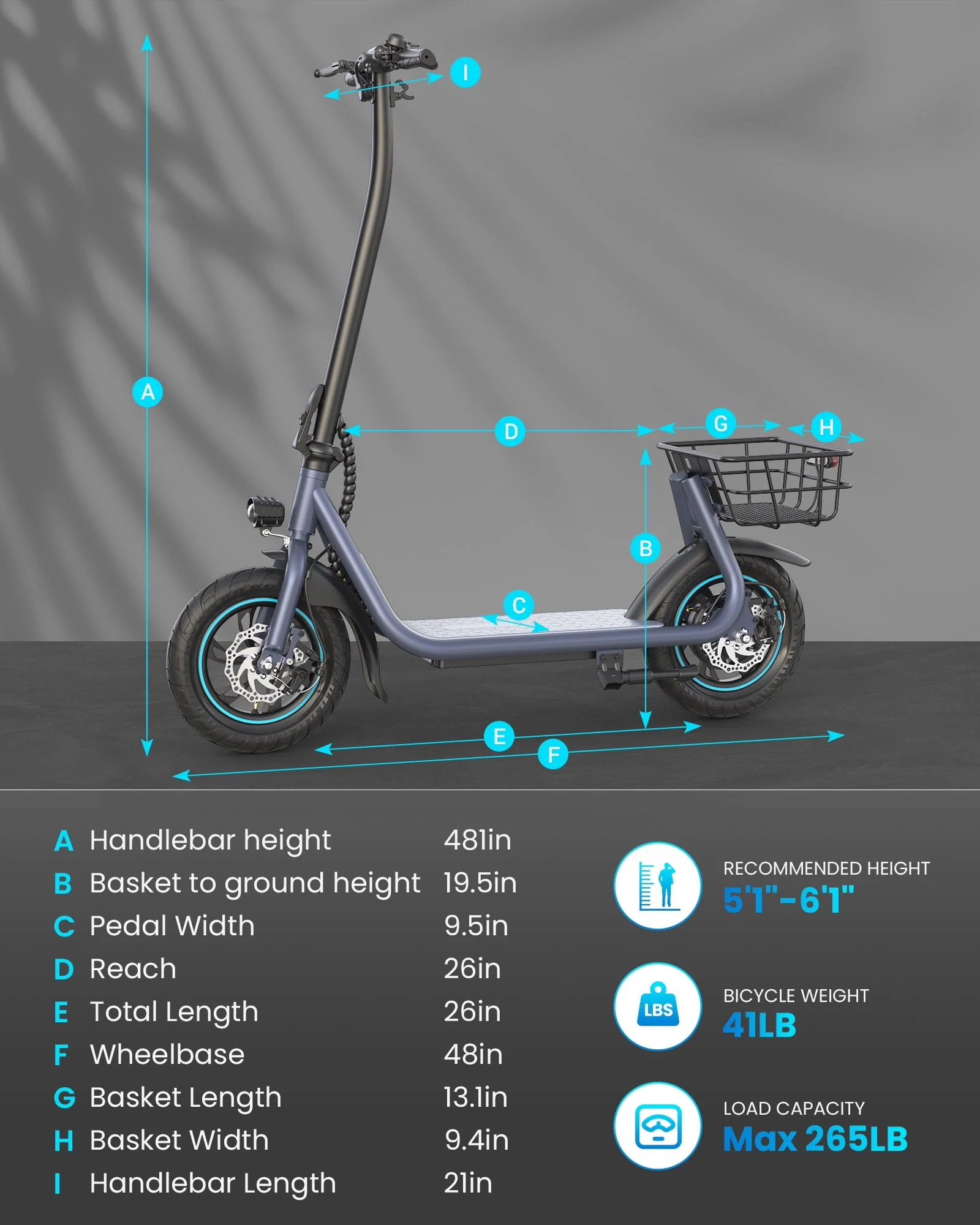 Kistp 550W Electric Scooter for Adults, 12 inch Commuter Electric Scooter with Basket and Wide Deck - up to 20 Miles 18.6MPH-Blue