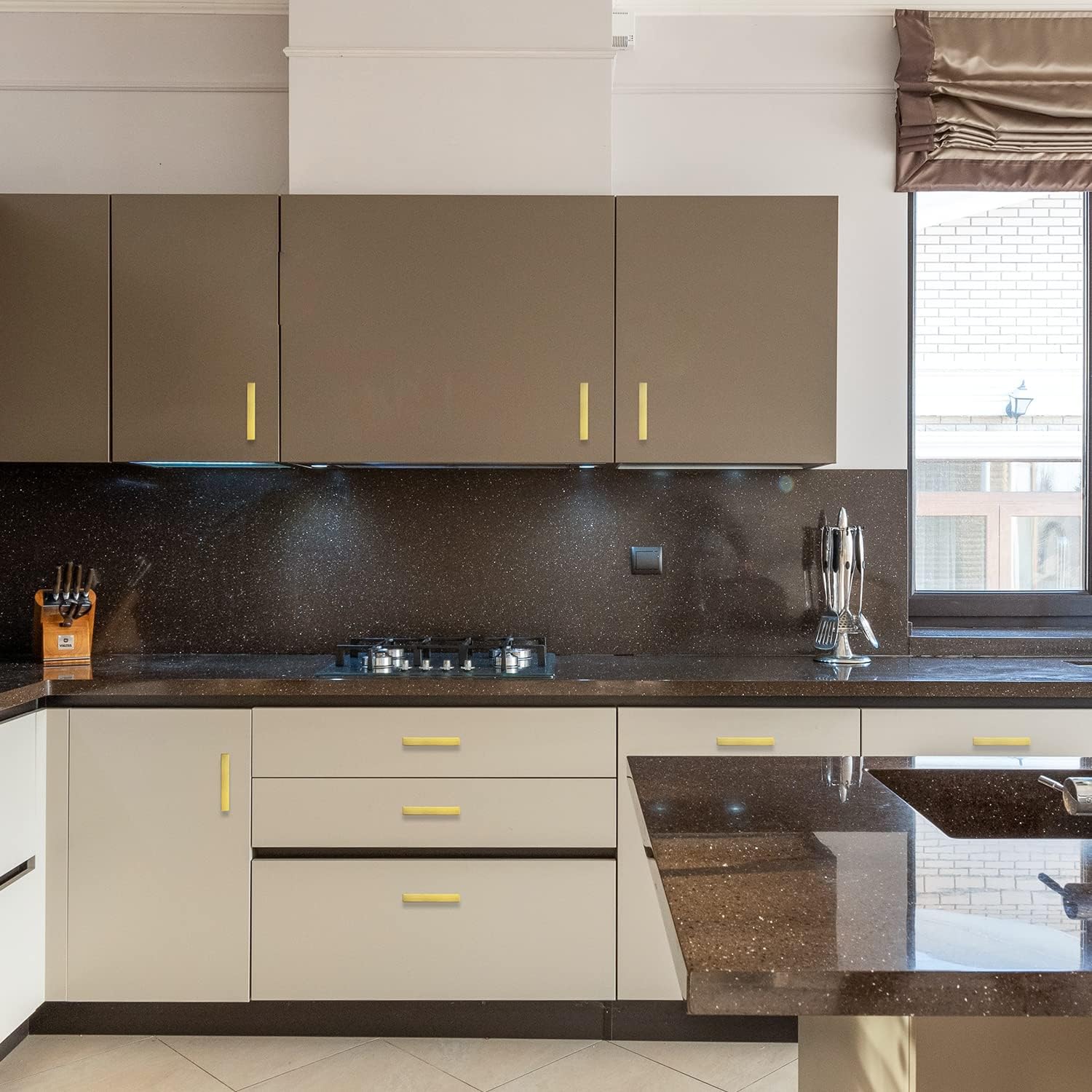 Ravinte 30 Pack Gold Cabinet Pulls 3 Inch Brusehed Brass Kitchen Cabinet Handles Gold Square Kitchen Hardware for Cabinet
