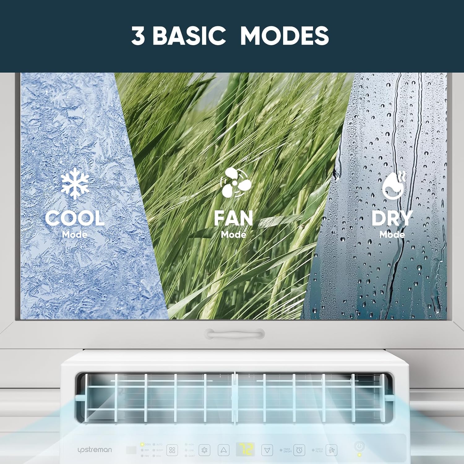 Upstreman 8100 BTU Window Air Conditioner, Cools up to 380 Sq. Ft, Full View, With Open Window Flexibility, Energy Saving, Remote Control (Fits up to 11" Wide Window Sill)-N2