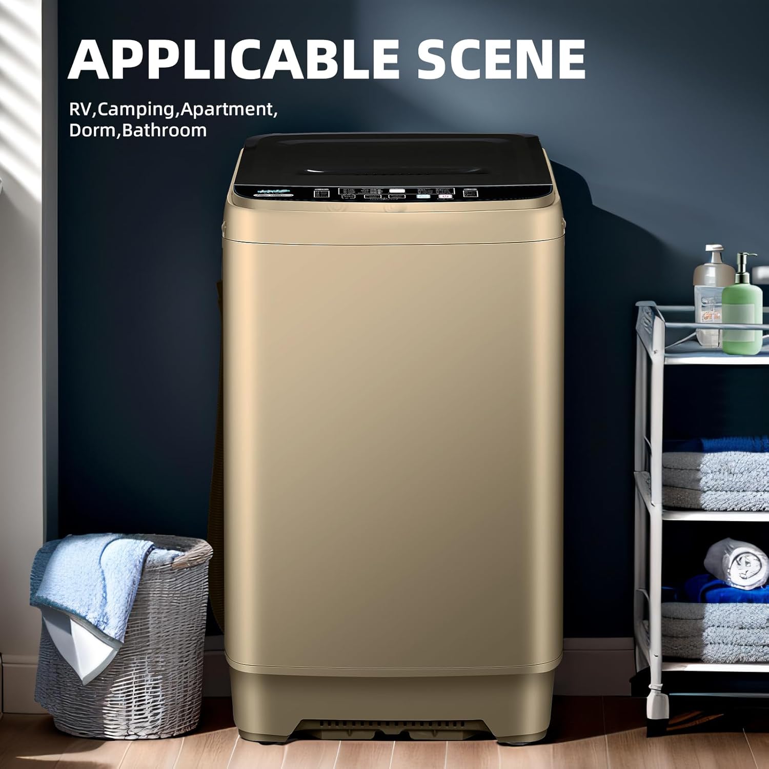 2.3 Cu.ft Full Automatic Washing Machine, 15.6lbs Small Portable Washer, with LED Display, Drain Pump/10 Programs 8 Water Level Selections, Transparent Lid & LED Display