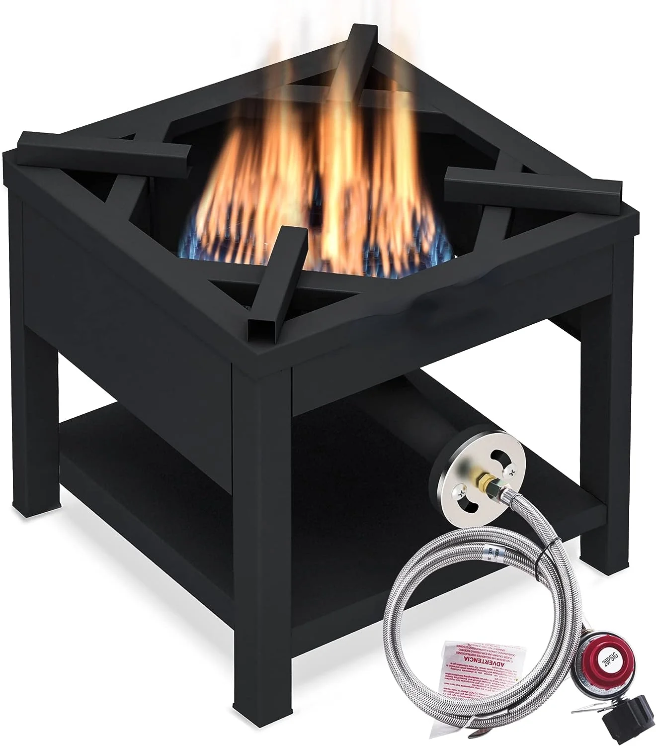 200,000BTU Single Burner Propane Stove,High Pressure Outdoor Propane Stove Cooker Propane Burner, 16.5"Heavy Duty Burners For Outdoor Cooking Turkey Fry,Crawfish Boil,Homebrewing - Curated Treasures Market