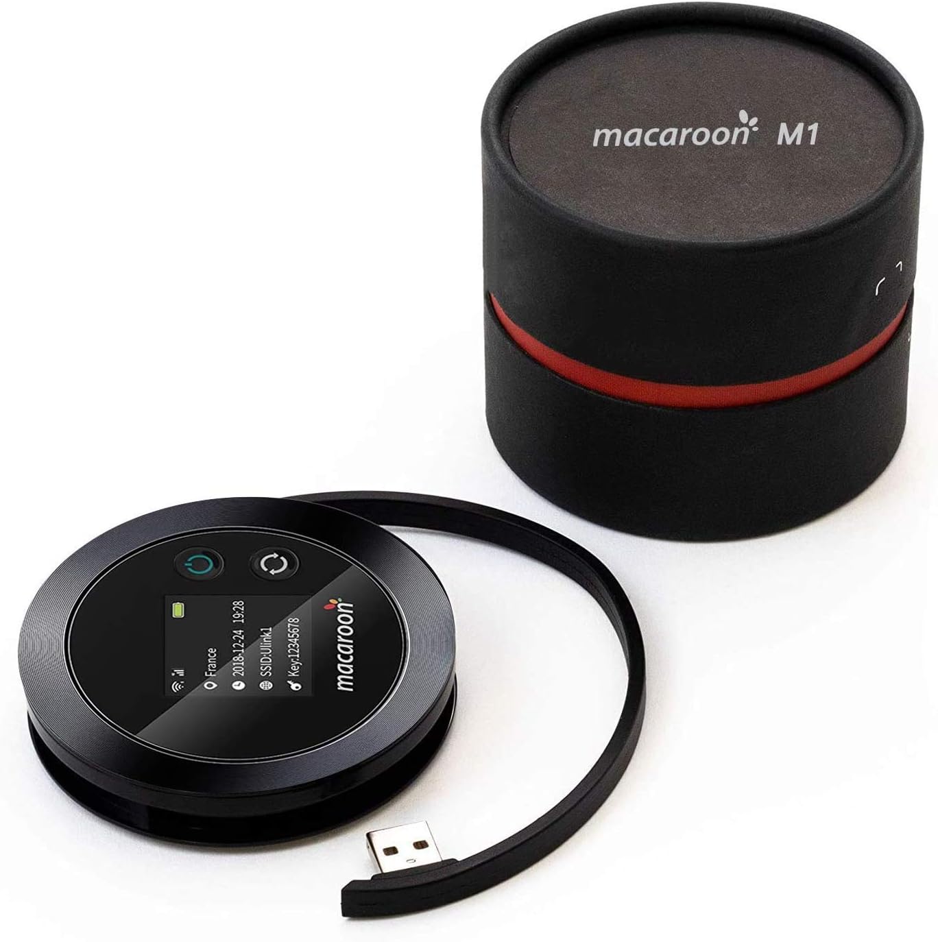 Macaroon Mobile Wi-Fi Hotspot Device High Speed Wi-Fi Portable Router with US 85GB Data 90 Days, No SIM-Card, Pocket Wi-Fi, Free Roaming, Worldwide, Travel, Home (M1-85G-90DAYS)
