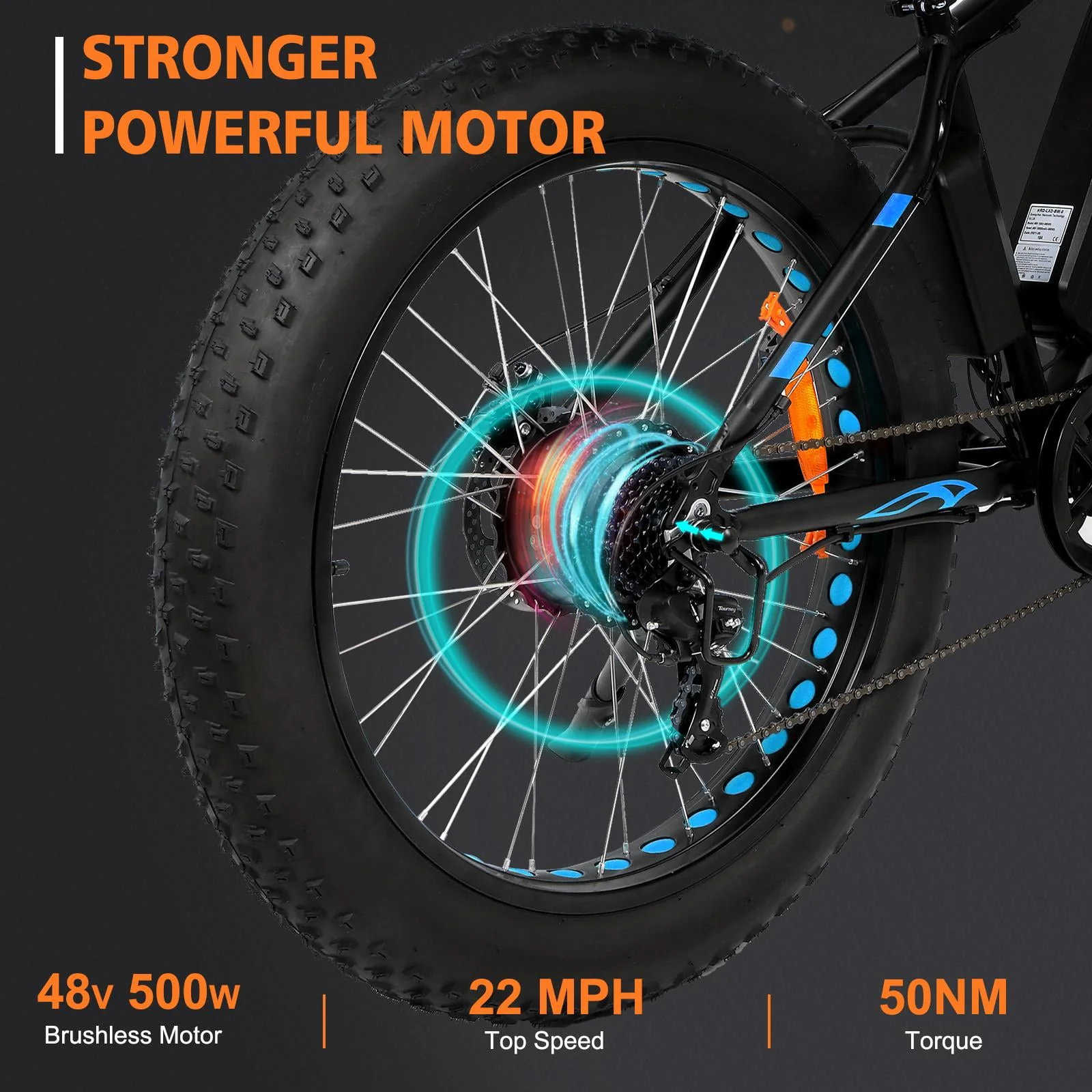 CamPingSurvivals 26 inch Electric Mountain Bicycle, 7-Speed Adult Ebike with 500W 48V 10Ah for Snow, Beach