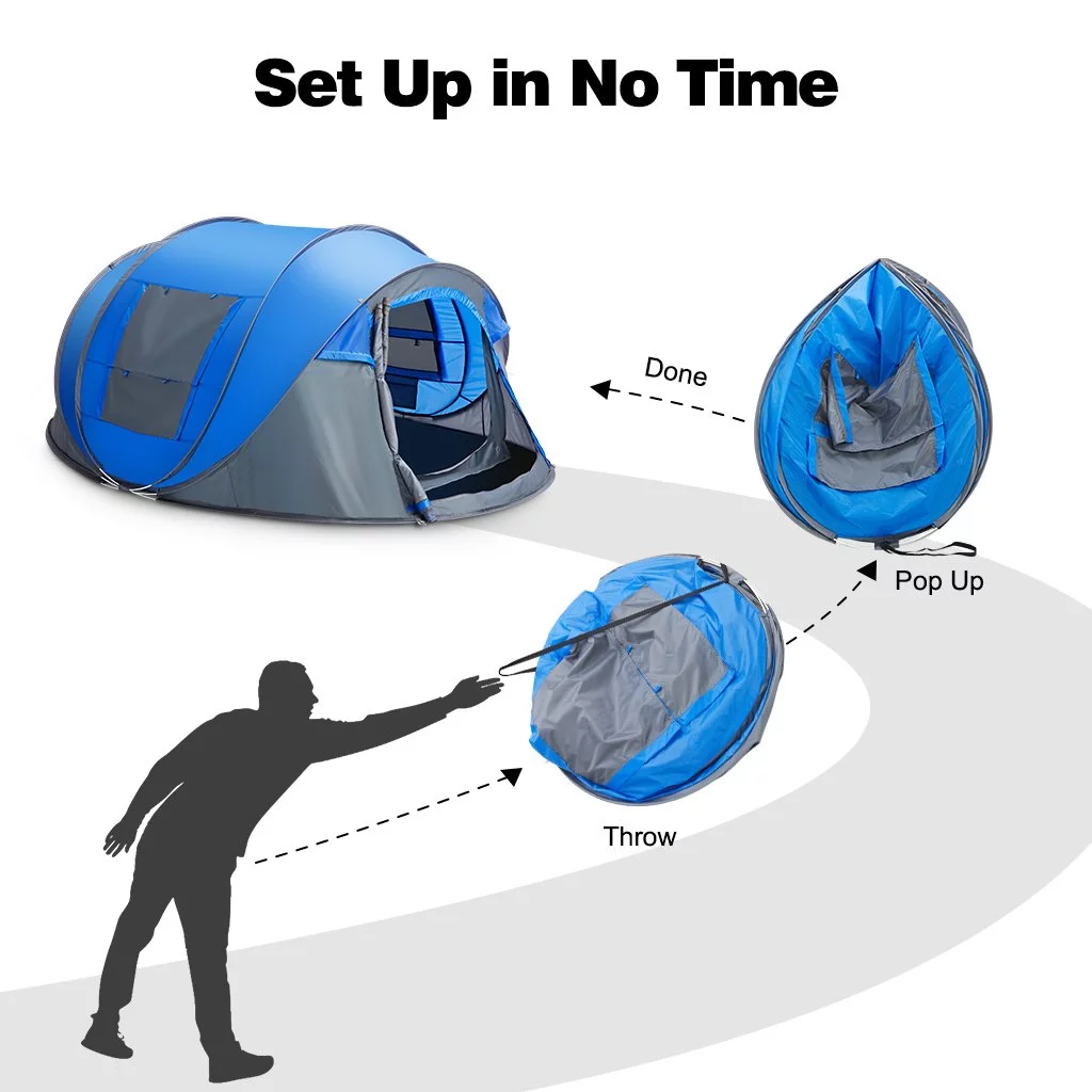 4 Person Easy Pop up Tent Waterproof Automatic Setup 2 Doors-Instant Family Tents for Camping Hiking & Traveling