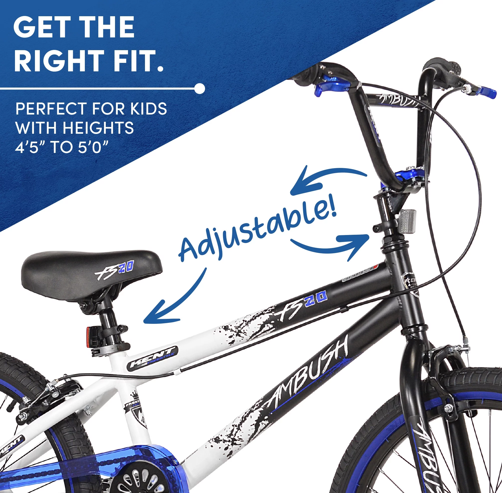 Kent Bicycles 20 Boy's Ambush BMX Child Bike, Black/Blue