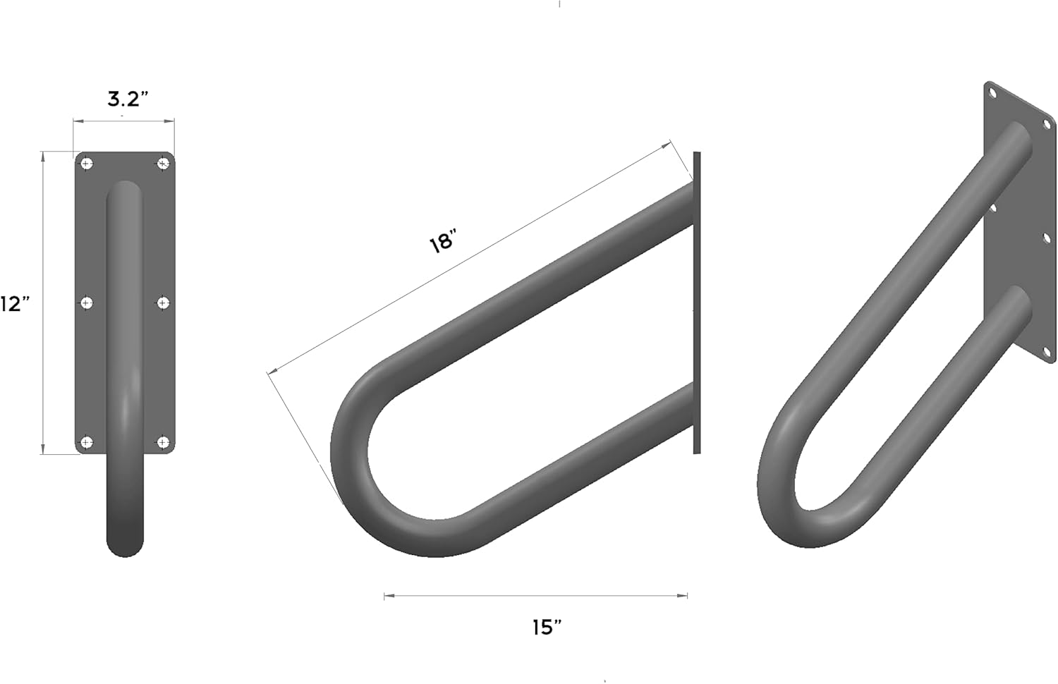 REINCARVATION Metal Handrail for Stairs | 1-3 Steps Rail for Garage Stairs | 18'' Wall Mount Metal Handrail for Indoor or Outdoor Stairs | Safety Railing