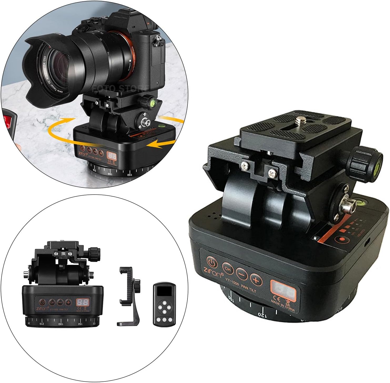Homyl Motorized Panoramic Tripod Head with Variable Speed, Time and Direction- Perfect DSLR Cameras Smartphone Timelapse Rotator