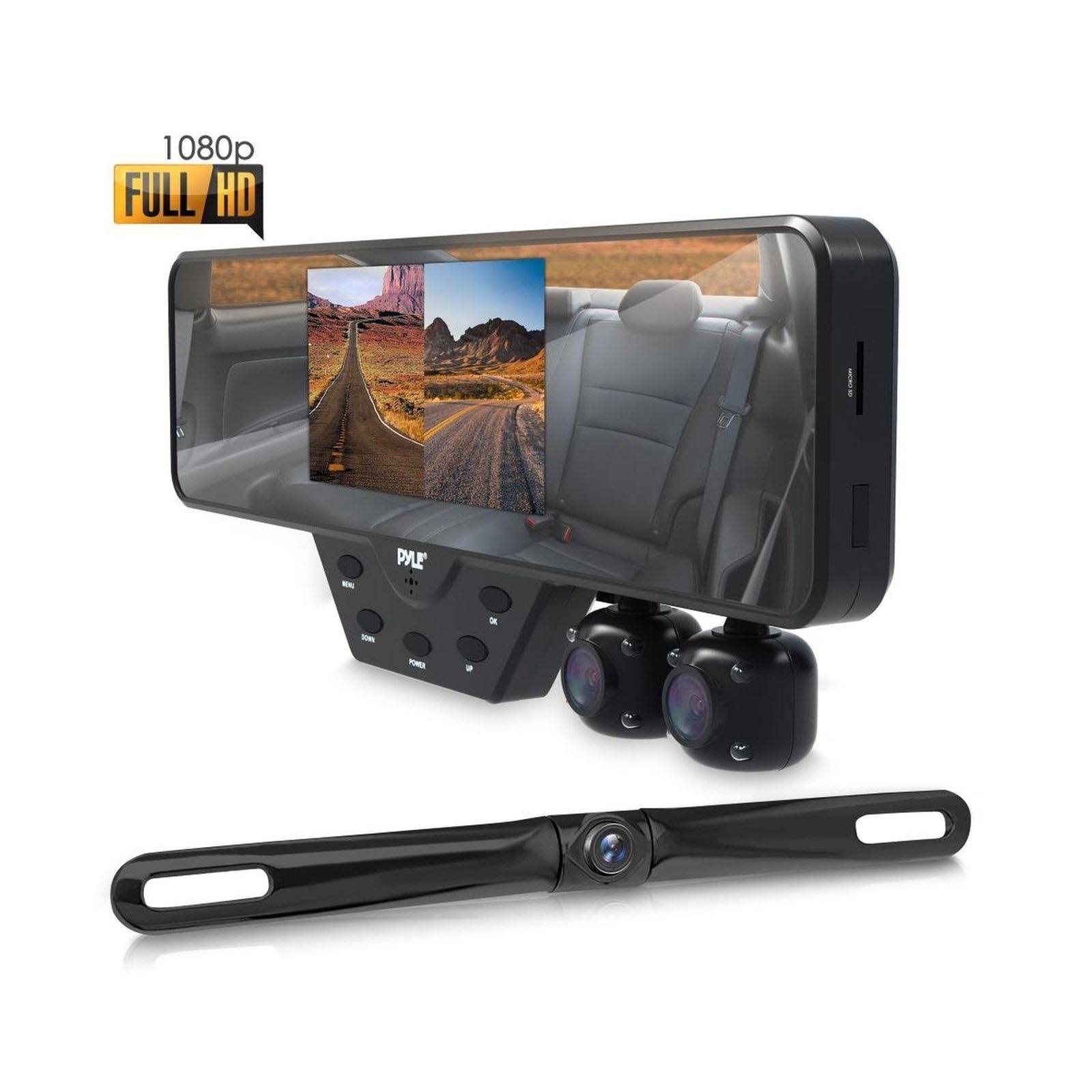 Pyle Multi Dash Cam Video Recording System - Rearview Backup u0026 Driving HD Camera