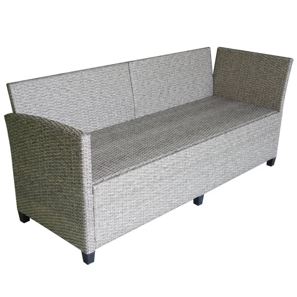 vidaXL Garden Corner Sofa Set 12 Piece Poly Rattan Wicker Gray Sunbed
