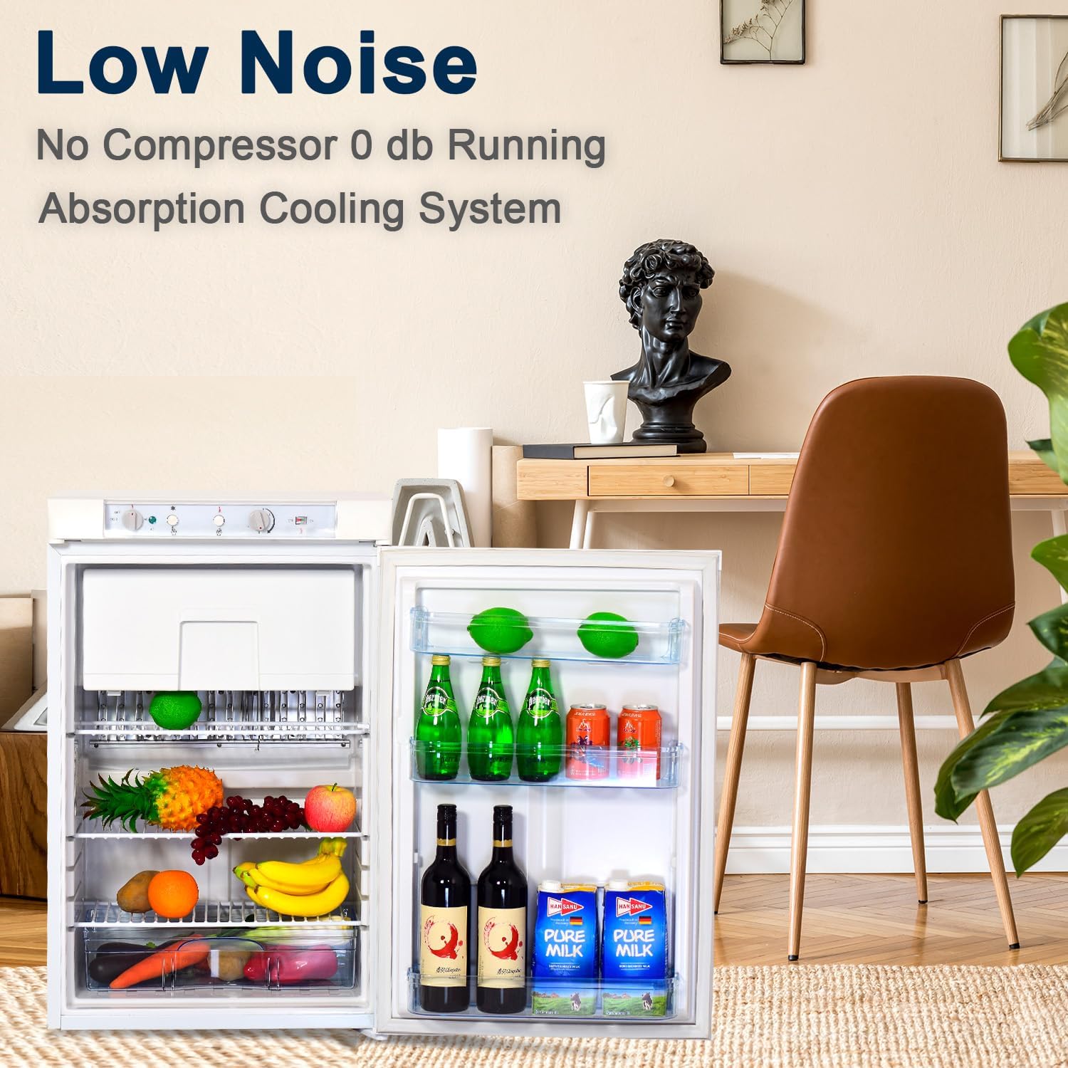 Smad Propane Fridge with Freezer 3 Way LPG/110V/12V RV Refrigerator for Camper, Gas Fridge 3.5 Cu. Ft with Electric/Gas Thermostat, White