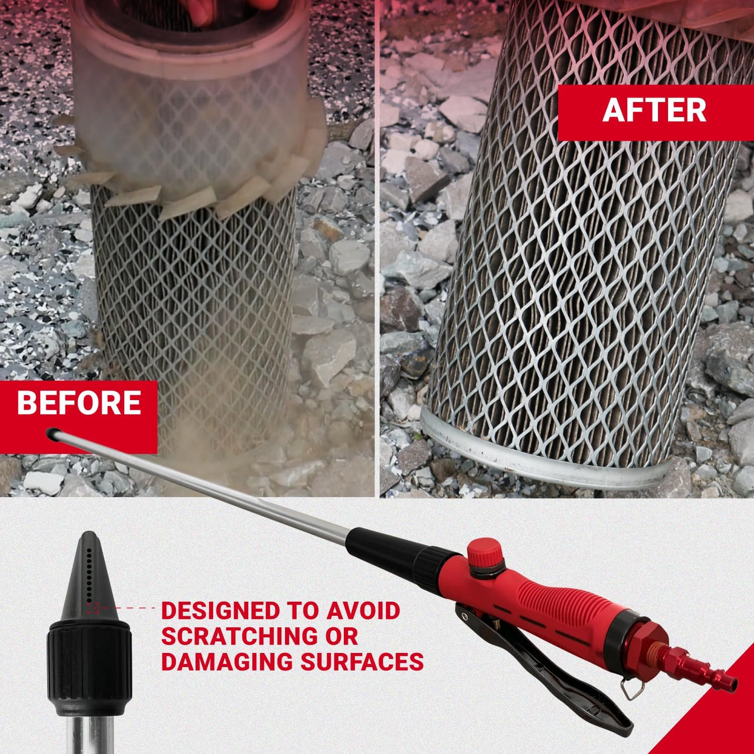 Milton Water & Air Industrial Power Wand, Dual Cleaning Power, 125 PSI & 2.8 GPM, Small & Large Heavy Equipment, Ergonomic Handle Grip, High Efficiency and Safety, Aluminum Tubing & Metal Handle