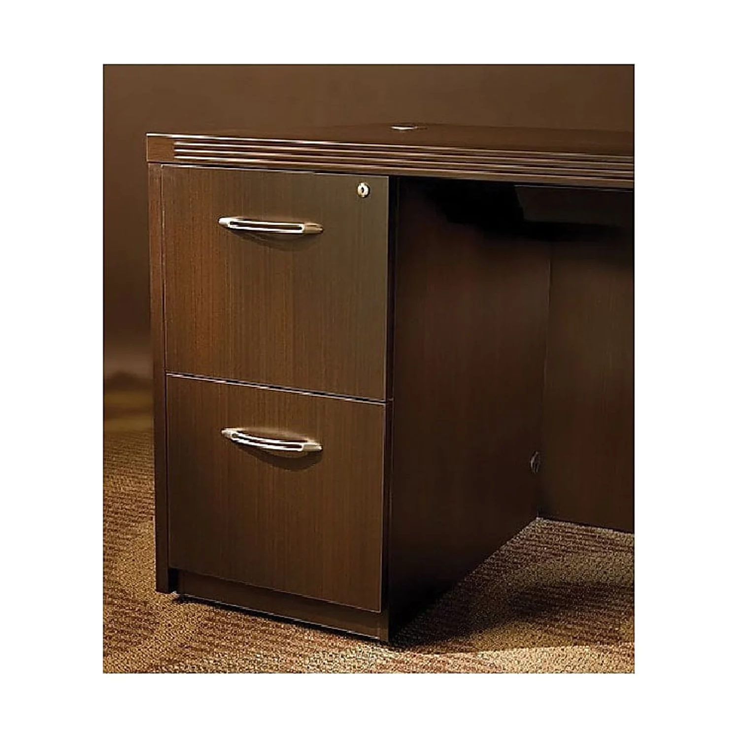 Mayline Aberdeen 26"" Deep 2 Drawer Desk File Pedestal in Mocha