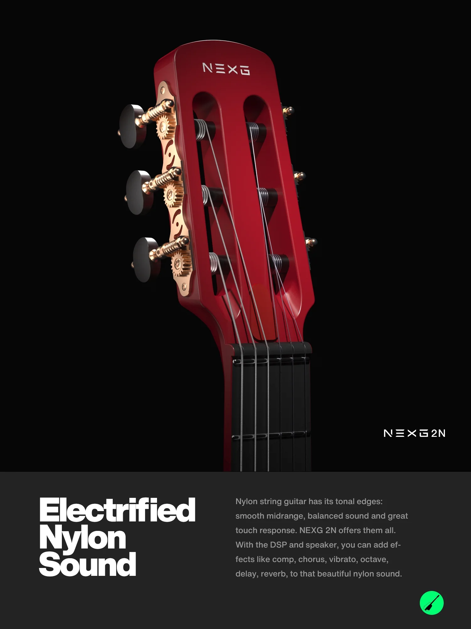 Enya Acoustic-Electric Carbon Fiber Classical Nylon String Travel Guitar NEXG 2N Smart Acustica Electric Guitarra with 52W Wireless Speaker, Thickened Gig Bag, Strap, Charging Cable, Adjusting Wrench