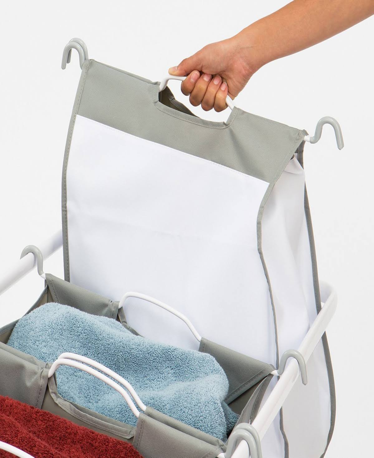 Seville Classics Premium 3-Bag Heavy-Duty Tilt Laundry Hamper Sorter Cart