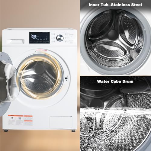 SMETA Compact Front Load Washer Washing Machine 2.8 cu. ft. Small Front Foading Space Saving Washer 24" with 36-Minute Quick Clothes Washing Machines RV Dorm Camper