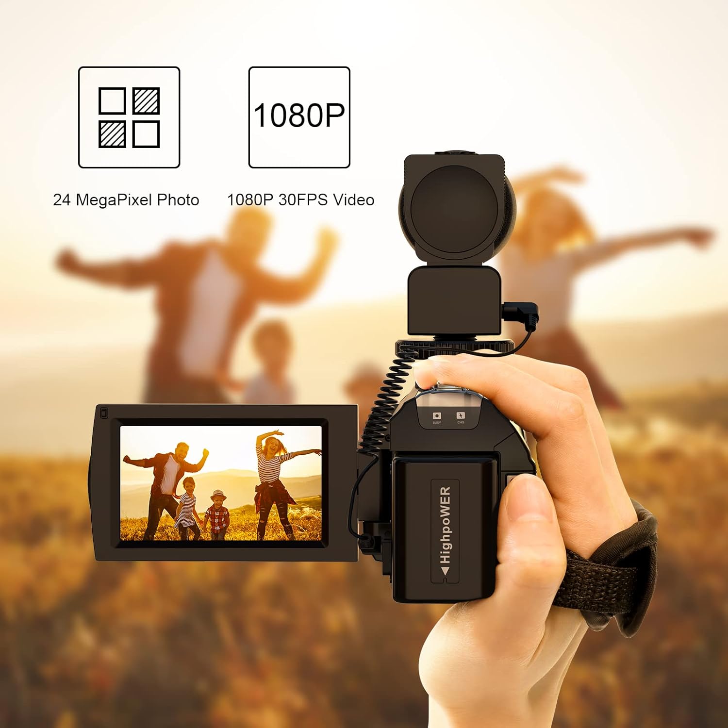 Video Camera Camcorder for YouTube, Aasonida Digital Vlogging Camera FHD 1080P 30FPS 24MP 3.0 Inch 270° Rotation Screen Video Recorder with Microphone, Remote Control, 2 Batteries