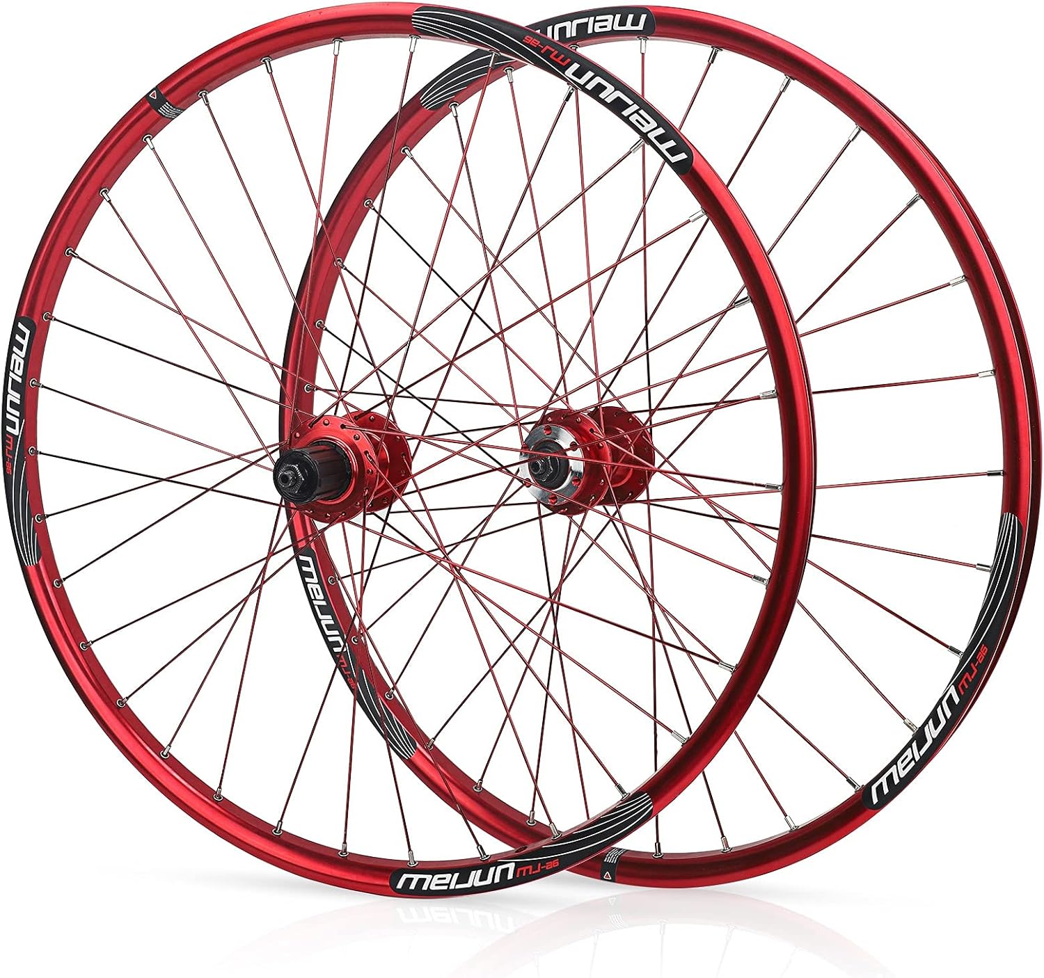 HOMFLOW （US Stock） Mountain Bike Wheelset 26 Inch Double Wall Aluminum Alloy Disc Brake MTB Wheels 7/8/9/10 Speed Cassette Flywheel QR 32 Holes (Color : Red, Size : 26IN)