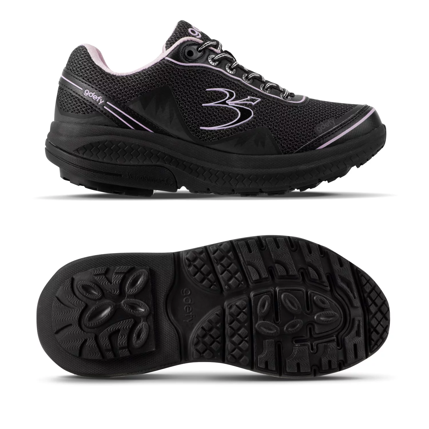 Gravity Defyer Women's G-Defy Mighty Walk Athletic Sneakers (Black/Purple, 10 Wide US Women)