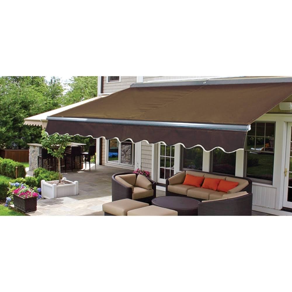 16 x 10 ft. Motorized Sunshade Half Cassette Retractable Patio Deck Awning Brown TE1489597