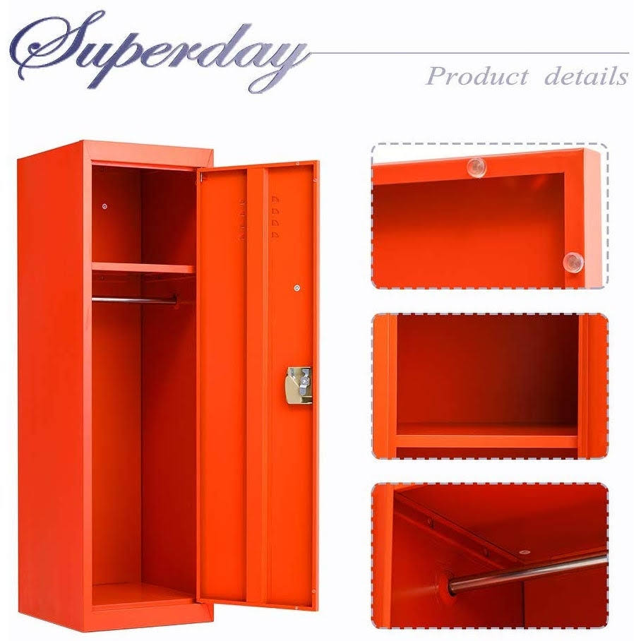 Superday Kid Locker Safe Storage Children Single Tier Metal Lockers - Orange F01001L