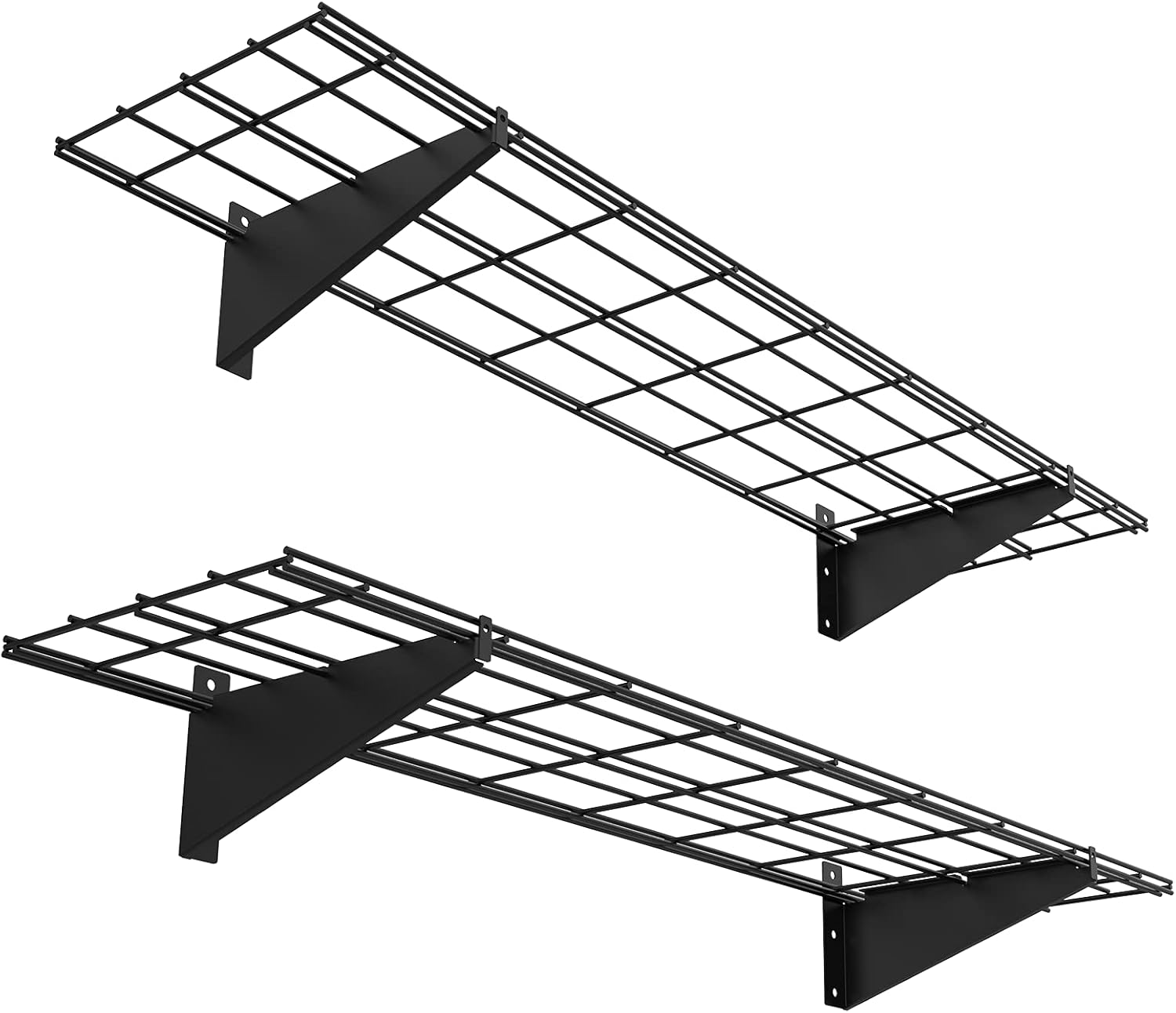 2 Pack Garage Metal Shelving 1×4ft 12-inch-by-48-inch Wall Mounted Shelf Garage Storage Rack Heavy Duty, Black Pack of 2